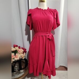 Chic Fuchsia Midi Dress